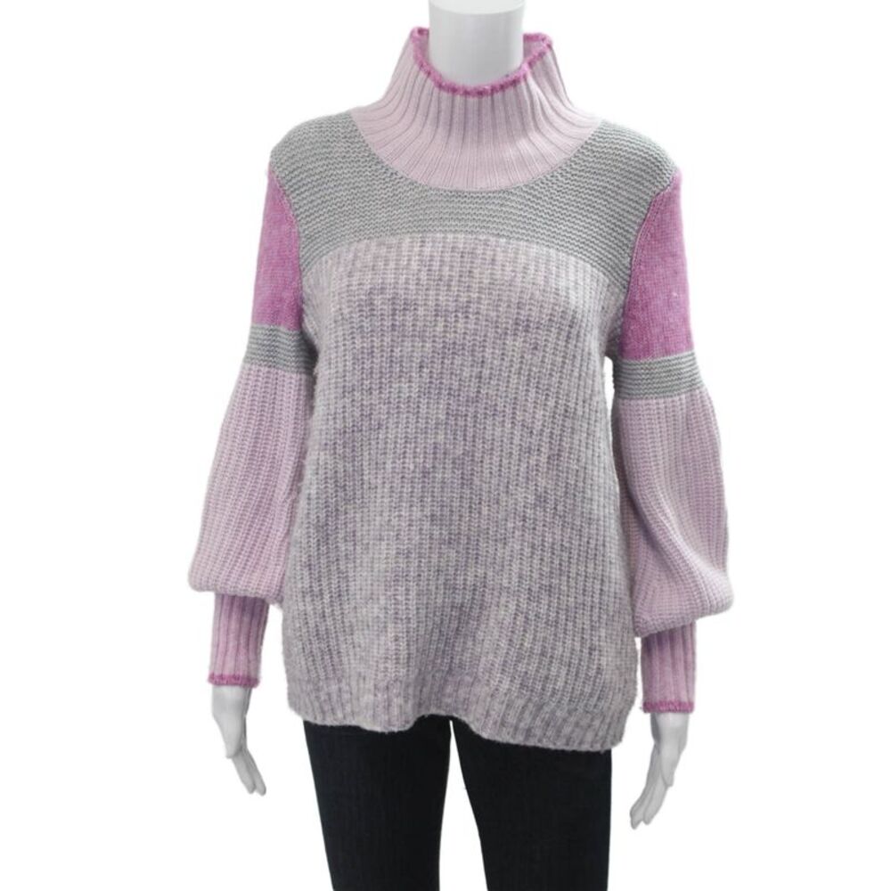 Splendid Women Mock Neck Pullover Sweater Gray Long Sleeve 90s Fall Size XS